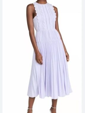 SELF-PORTRAIT Scallop Detail Midi Dress in Lilac size 4 NWT